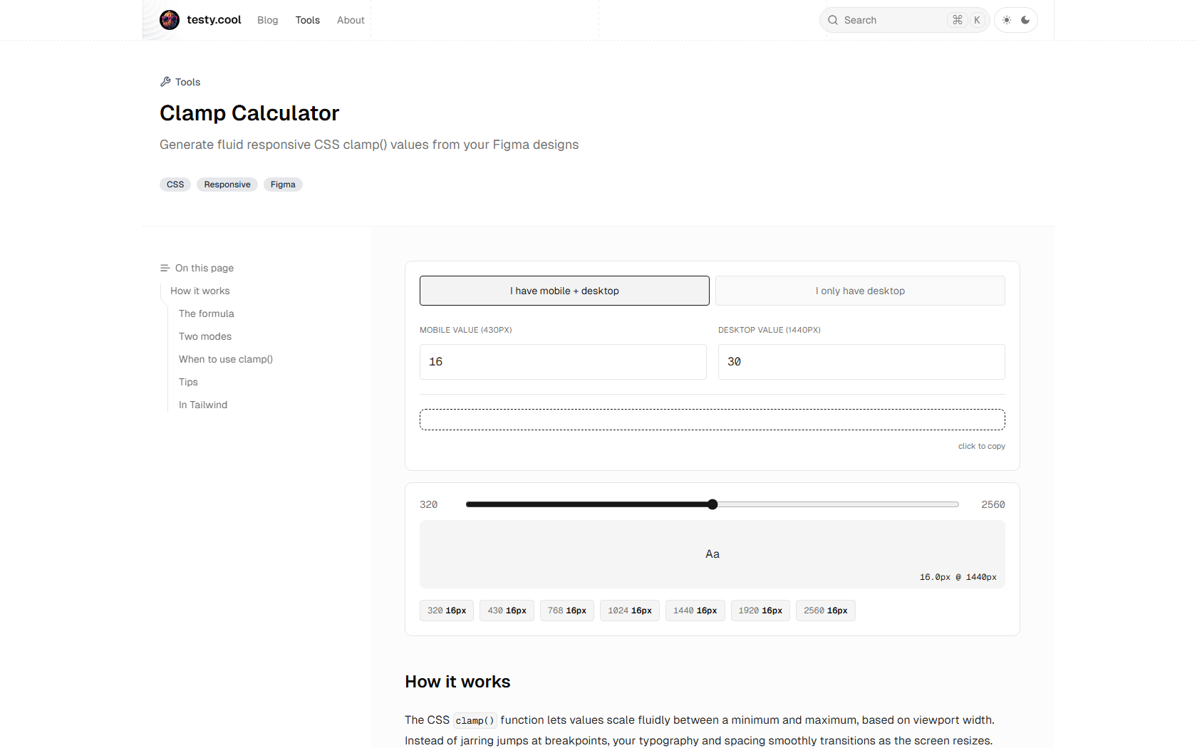 CSS Clamp Calculator and Tutorial